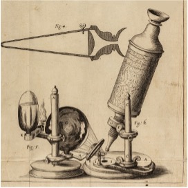 Illustration of an early modern microscope
